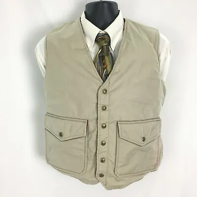 Vintage 70s Class 5 Vest Small Tan With Red Wool Lining Snap Front Boho Western • $49.95