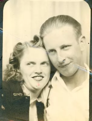 Vintage Photo Booth American Couple Man Woman 1940s • $5.99