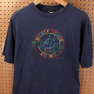 Vtg Mickey Unlimited T-shirt XL Embroidered Mouse Disney Velva Sheen 90s Usa • $24
