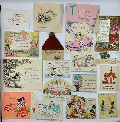 18 Vintage Greeting Card Invitation Lot Die Cut 1920s Christmas Birthday Party • $17.99