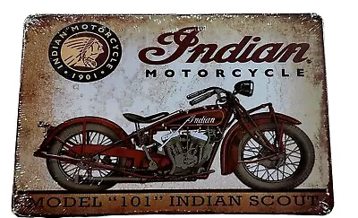 Tin Sign Indian Motorcycle 30 X 20cm Retro Decor  Man Shed Garage FREE POST • $12.95