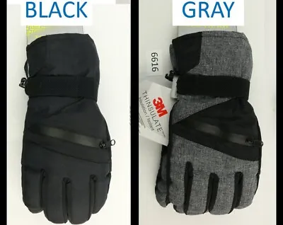 NWT $28 Tek Gear Men's SM/MED Gloves 3M Warm Thinsulate Touch Screen Black Gray • $9.60