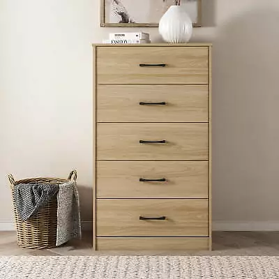 Modern 5-Drawer Dresser With Handles Wood Storage Chest Of Drawers For Bedroom • $198.07