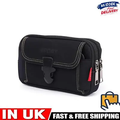 Men Canvas Waist Bag Phone Purse Zipper Belt Bum Pouch (Style 2 Black) • £5.99