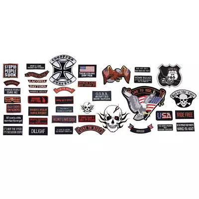 PATCH SET Assorted 35pc Embroidered Badge Motorcycle Biker Vest Jacket USA Flag • $29.99