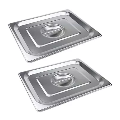 2PCS 1/2 Size Steam Table Pan Cover Stainless Steel Solid Pan Lid With Handle... • $23.79