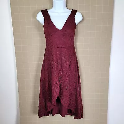 Quiz Clothing Womens Dress Size 4 Red Wine Lace Lined Pullover Fit And Flare NWT • £38.07