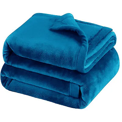 Reversible Teal Faux Fur Fleece Throw Twin Queen Size Sofa Bed Soft Mink Blanket • $17.99