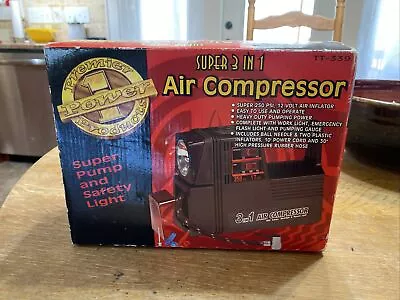 Vintage 12 Volt 250 PSI - Portable 3 In 1 Air Compressor W/ Gauge Work Light. • $25