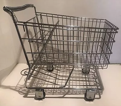 Vtg Mini Shopping Cart Replica Stainless Steel 12 H X 11 L X 7.5 W Planter Doll • $34