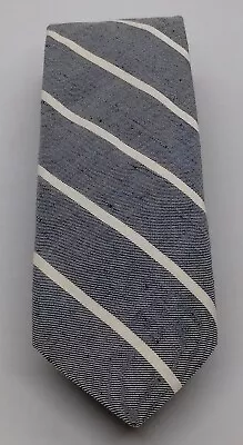 J. Crew Men's Tie. Gray Skinny Cotton Linen Necktie White Stripes  57  X 2 5/8  • $15.16