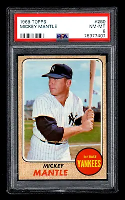 1968 Topps #280 MICKEY MANTLE HOF New York Yankees PSA 8 NM-MT HIGH END! • $3999.95