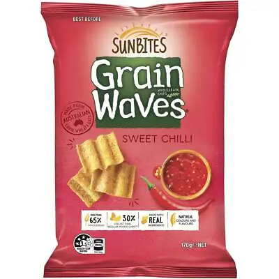 Sunbites Grain Waves Wholegrain Chips Sweet Chilli Pack 170g • $15
