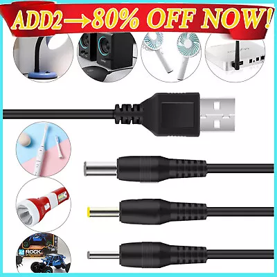 USB To 3.5mm 2.5mm 2mm Jack Barrel Male DC 5V Power Charger Plug Adapter Cable • £2.67