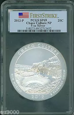 2012-p Chaco Culture Np Atb 5 Oz. Silver Pcgs Sp69 First Strike Fs F.s. !!!!!! • $545