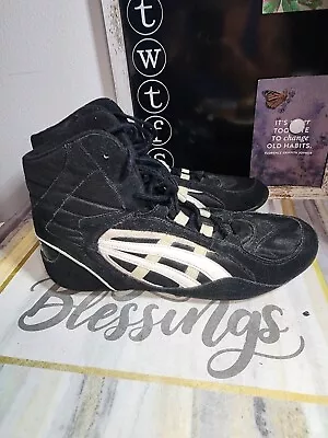 Vintage Asics JL802 Men's Wrestling Shoes Counter Black White Size 10.5  • $100