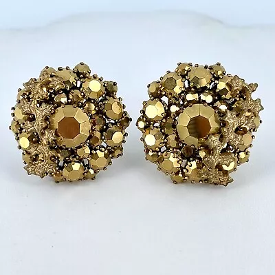 Miriam Haskell Goldtone Crystal Clip On Earrings • £5.63