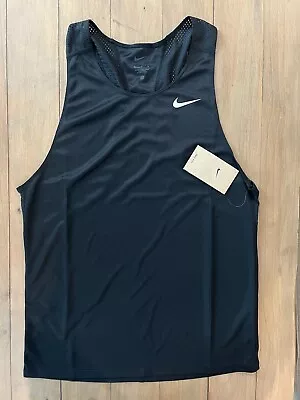 Nike Team Racerback Running Singlet Men's Medium Black Track Tank DH8114 • $31.50