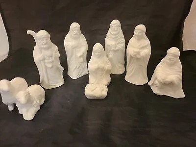 Vintage Midwest 8 Piece Figurines White Ceramic Nativity Scene  • $15.99