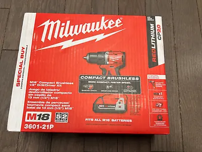 New Milwaukee Compact Brushless 1/2 Drill Driver Kit 3601-21p • $109.89