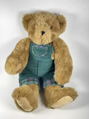 Vintage The Vermont Teddy Bear Company Jointed Brown Bear 16” With Overalls • $24