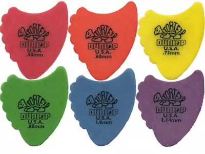 6 X Jim Dunlop Tortex Fins Variety Gauge Guitar Picks 414R Mixed • $6.80