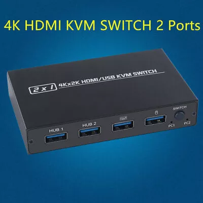 4K USB HDMI-compatible  KVM Switch Box Video Display Switcher Splitter For 2 PC • $30.09
