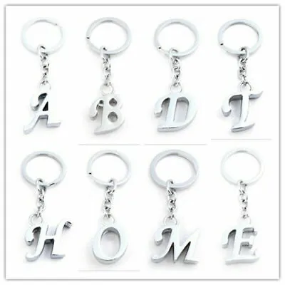 A-Z Initials Letter Alphabet Keyring Silver Key Ring Metal Key Chain • £2.47