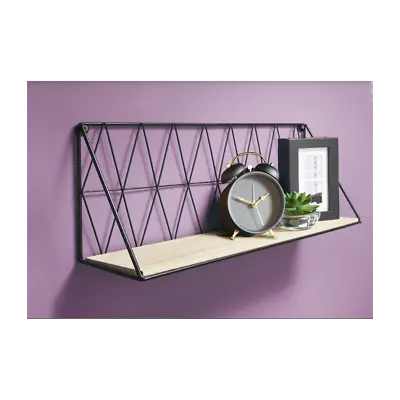 Zig Zag MDF Iron Wooden Wall Shelf 48x12x20cm- CHELF • £19.99