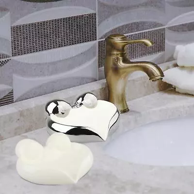 Ceramic Soap Dish Tabletop Soap Container Soap Bar Holder Heart Shaped Rings • £8.80