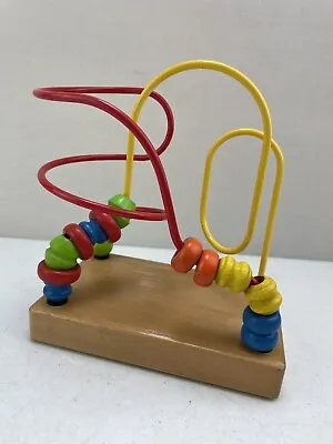 £16 • Buy Multicolored Wooden Push Along Wire Frame & Beaded Toy 20 Cm High VGC