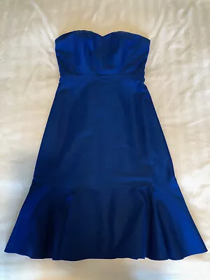 LNWOT J. Crew Strapless Ruffle-Hem Dress Royal Blue Cotton/Silk Blend Size 2P • $27