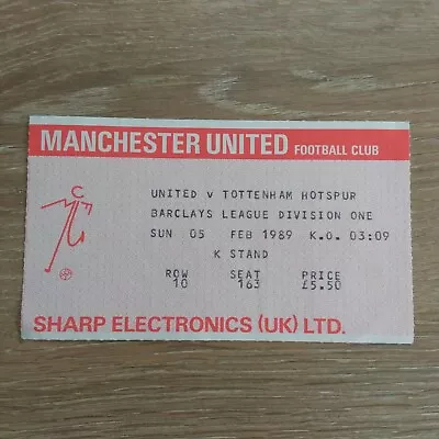 £3.99 • Buy Ticket 1988/89 Manchester Man Utd V Tottenham Spurs