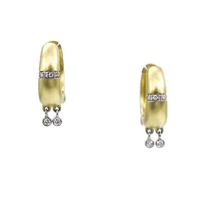 Meira T Small Hoop Earrings With Dangling Diamonds In 14k Yellow Gold • $920