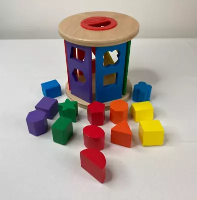 Melissa And Doug Match And Roll Shape Sorter Classic Wooden Toy 13 Blocks 19041 • $9.50