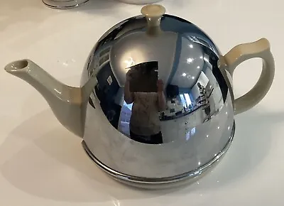 Cream Tea Pot With Metal Cover ( Teapot Crazed) Foreign 5.5” • £15