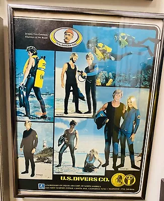70s U.S. Diver Vintage Scuba AD Print Custom Framed  • $20