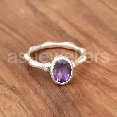 Amethyst Silver Ring 925 Sterling Silver Dainty Ring Handmade Silver Jewelry • $30