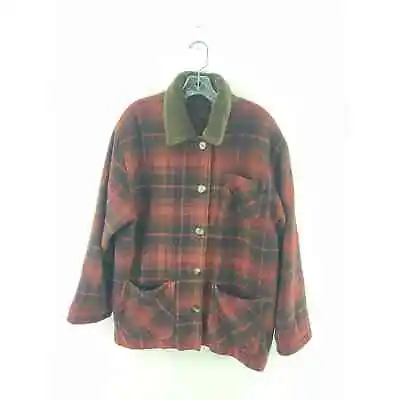 VTG Sophisticated Country Mulberry Street Plaid Red Wool Overcoat - Women's M • $65