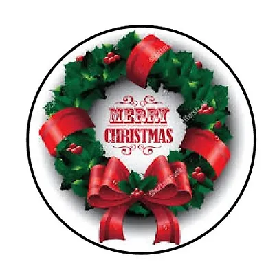 48 Merry Christmas Wreath Envelope Seals Labels Stickers 1.2  Round • $2.22