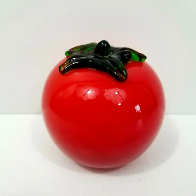 ~ Murano Style Glass Fruit Art ~ Life Size Red Ripe Tomato ~ • $10.95