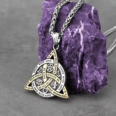 Mens Celtic Triquetra Trinity Knot Pendant Protection Necklace Stainless Steel • $10.99