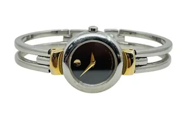 Movado Harmony Blck Dial 2 Tone Stainless Ladies Swiss Watch 97 A1 809 A RUNNING • $163.90