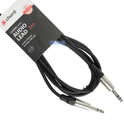 3m CLASSIC 6.35mm STEREO 1/4  Guitar Amp Keyboard TRS Jack Cable Mixer Lead • £6.75