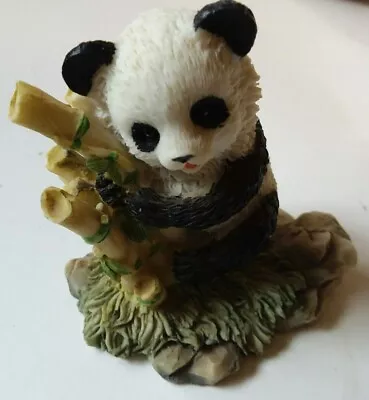 Small Vintage Baby Panda With Bamboo Figurine • £12.55