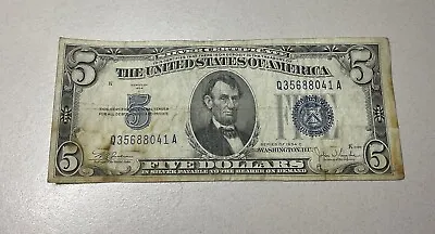 1934 C $5 Dollar Bill Silver Certificate Blue Seal Note U.S Currency • $9.99