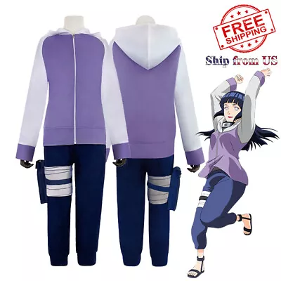 Anime Naruto Shippuden Hinata Hyuga Costume Complete Outfit Cosplay Party Set • $34.99