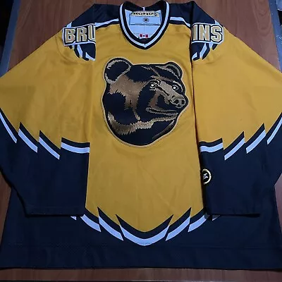 (READ) Koho Boston Bruins Pooh Bear NHL Hockey Jersey Vintage Gold Alternate XL • $150