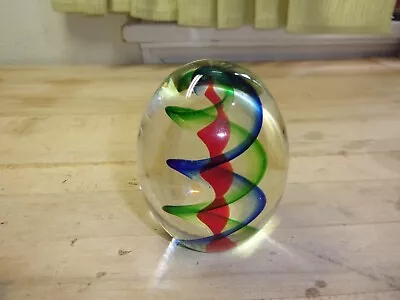 Vintage Italian Murano Swirl Egg Art Glass Paperweight • $41.99