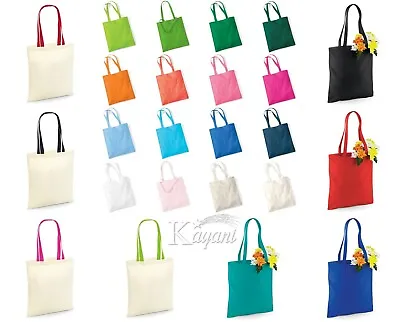 LONG HANDLE Westford BAG FOR LIFE Bright Tote 100% Cotton Shopping Bag Printable • £3.89